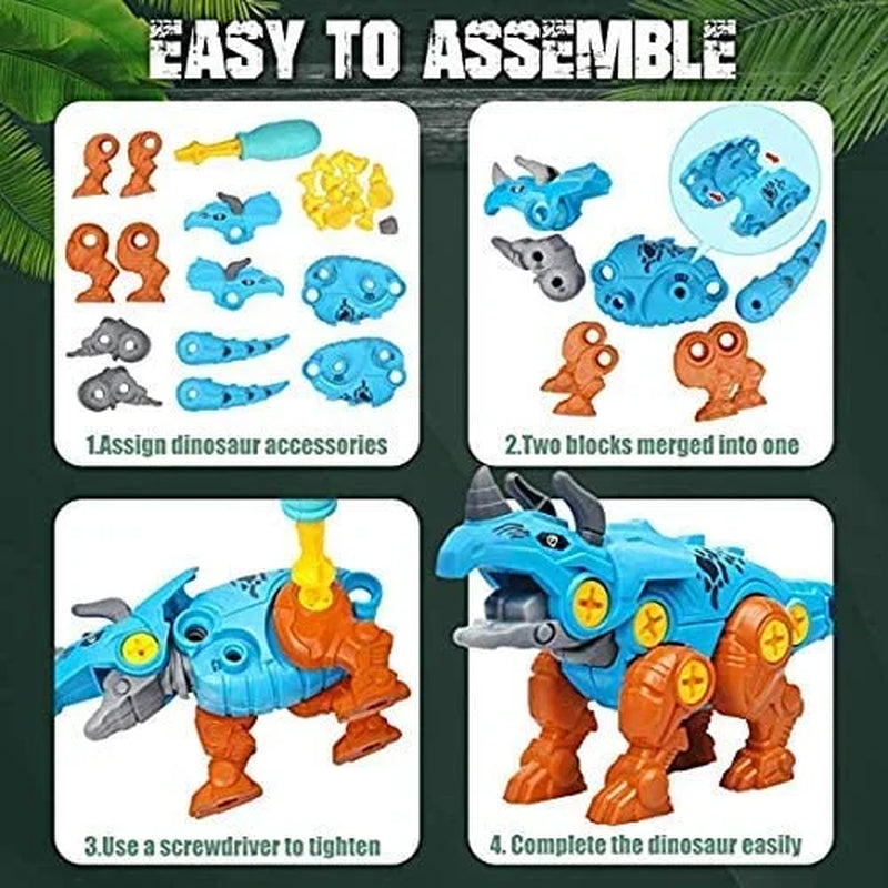 Take Apart Dinosaur Toys with Electric Drill – STEM Construction Building Set for Boys Ages 3–6