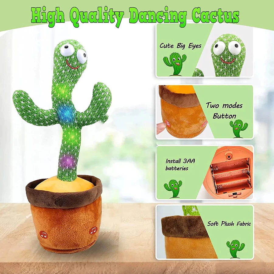 Dancing Cactus Plush Toy – Electronic Singing & Recording Doll with Music and Movement, Funny Interactive Gift for Kids