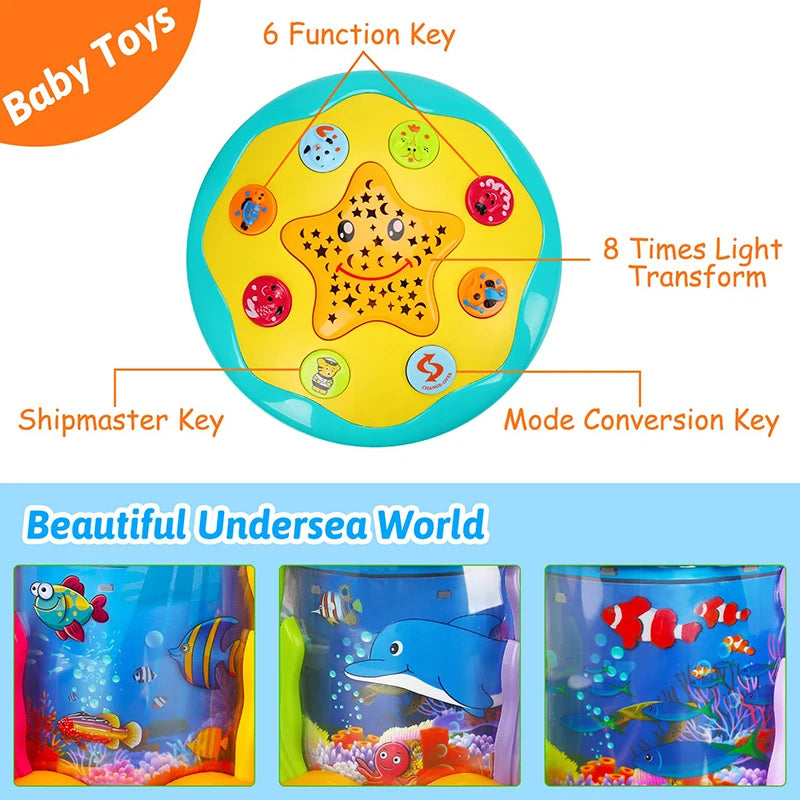 Ocean Light Musical Projector Toy for Toddlers – Montessori Sensory Learning Toy for 1–3 Year Olds