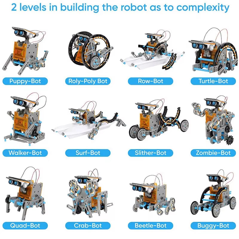 12-in-1 Solar Robot Kit for Kids – DIY Science Experiment & STEM Educational Toy Powered by Solar Energy