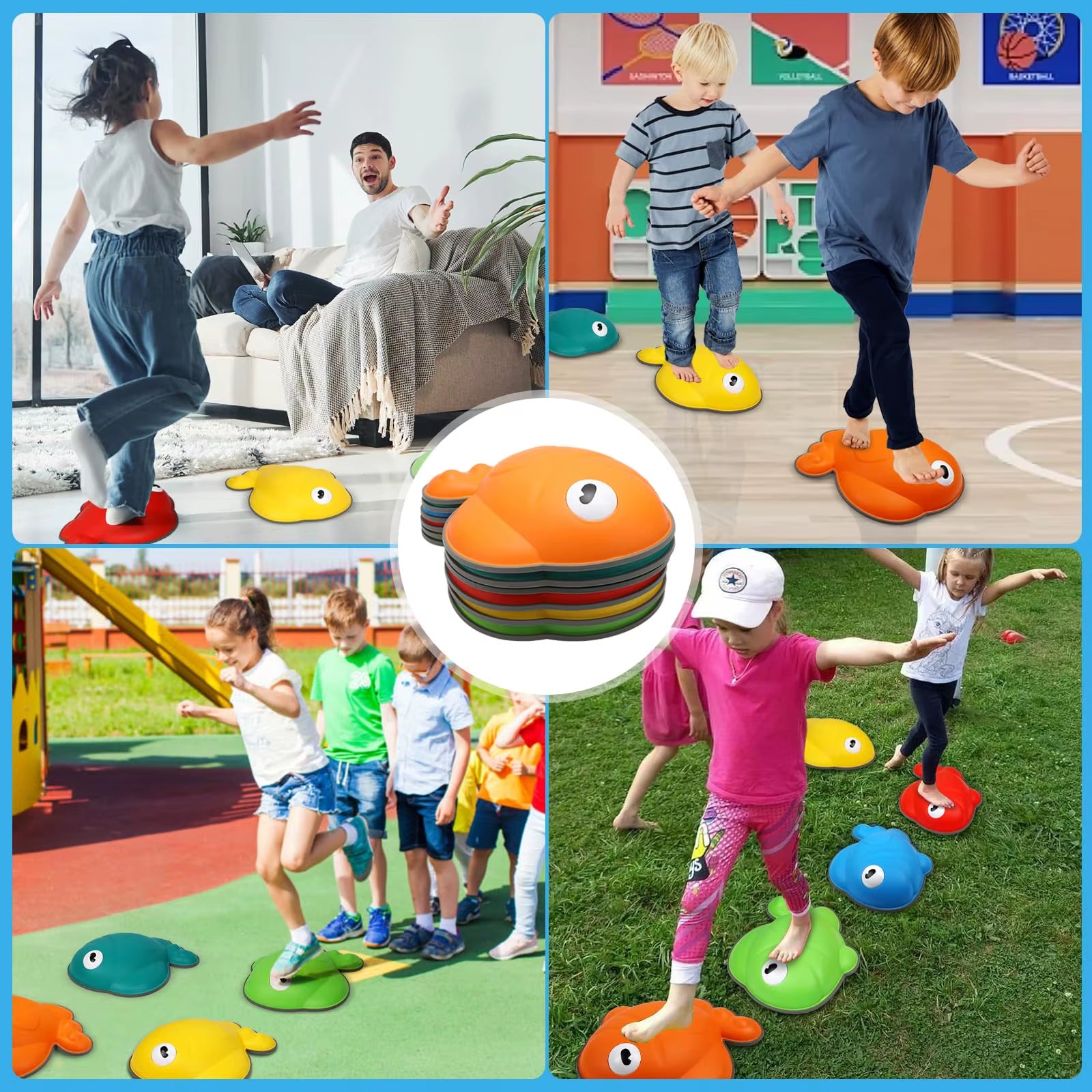 Goldfish Balance Stepping Stones for Kids – Non-Slip Jumping Stones for Sensory Play, Coordination & Obstacle Games
