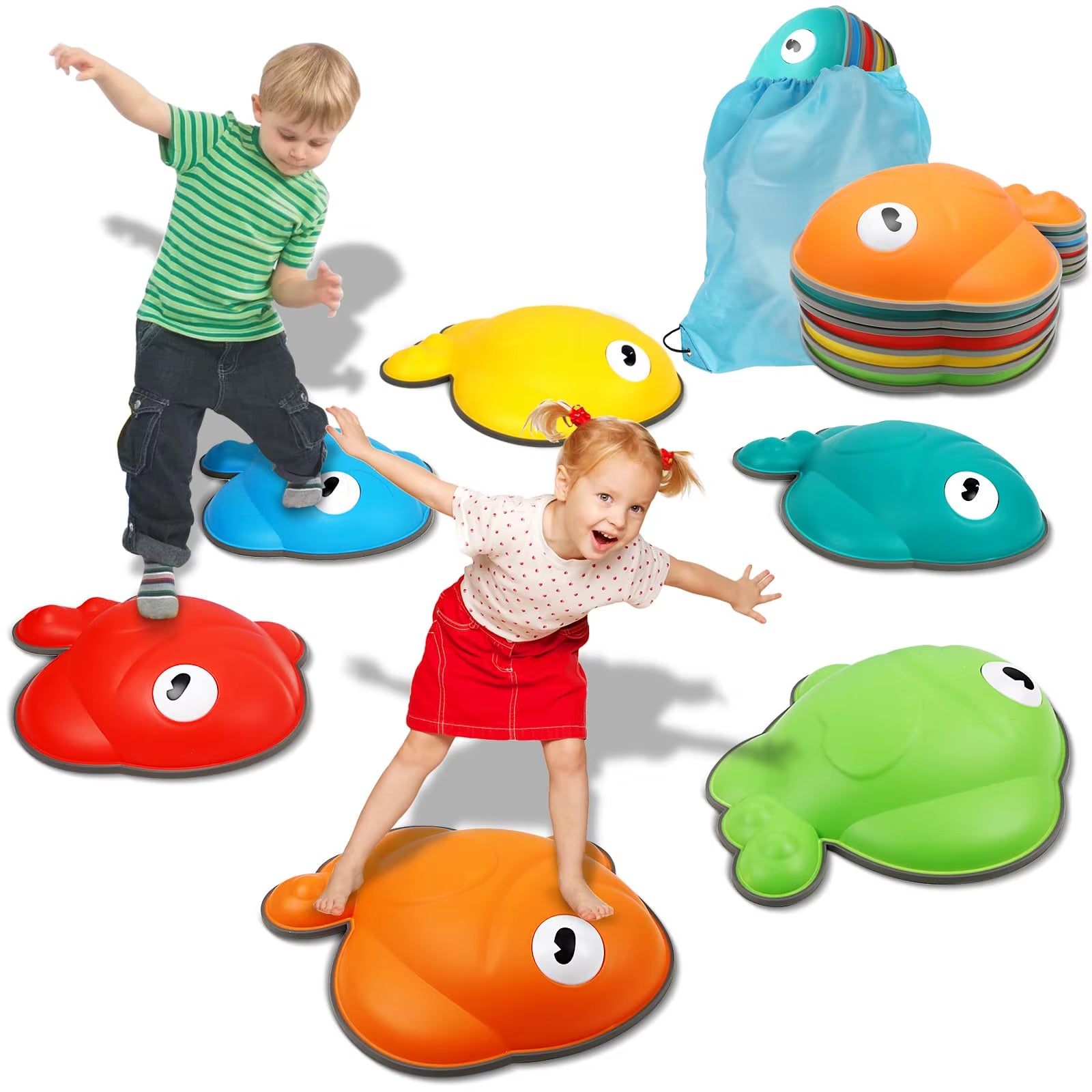 Goldfish Balance Stepping Stones for Kids – Non-Slip Jumping Stones for Sensory Play, Coordination & Obstacle Games