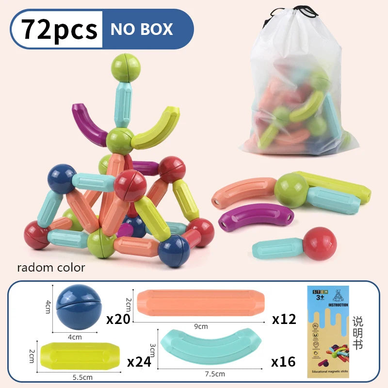 Magnetic Building Blocks Set for Kids – STEM Educational Montessori Toy with Magnet Sticks & Rods