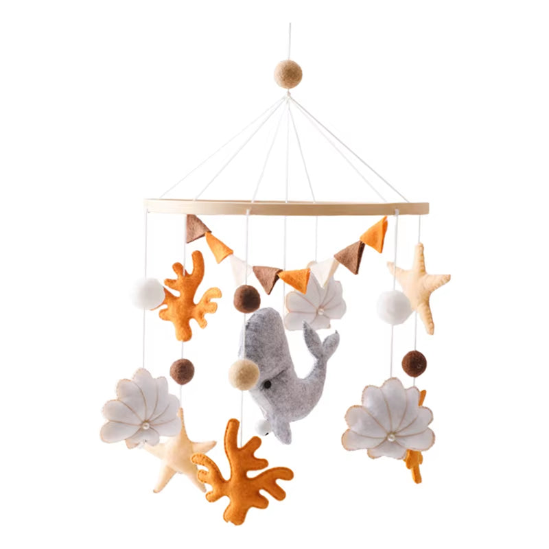 Wooden Crib Mobile with Music Box – Soft Felt Bear Baby Bed Bell Toy for Newborns