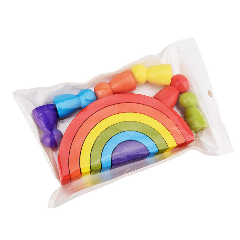 Rainbow Wooden Arch Building Blocks Montessori Stacking Toy