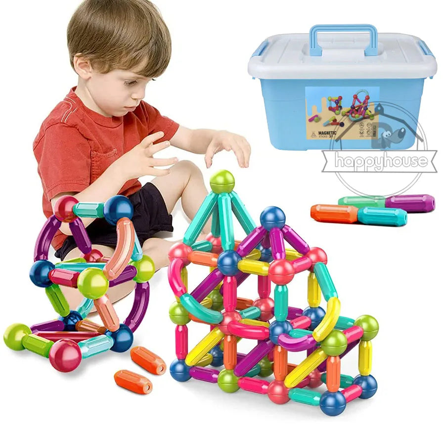 Magnetic Building Blocks Set for Kids – STEM Educational Montessori Toy with Magnet Sticks & Rods