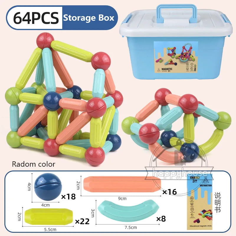 Magnetic Building Blocks Set for Kids – Montessori Educational Magnet Rod & Stick Construction Toy for Boys & Girls