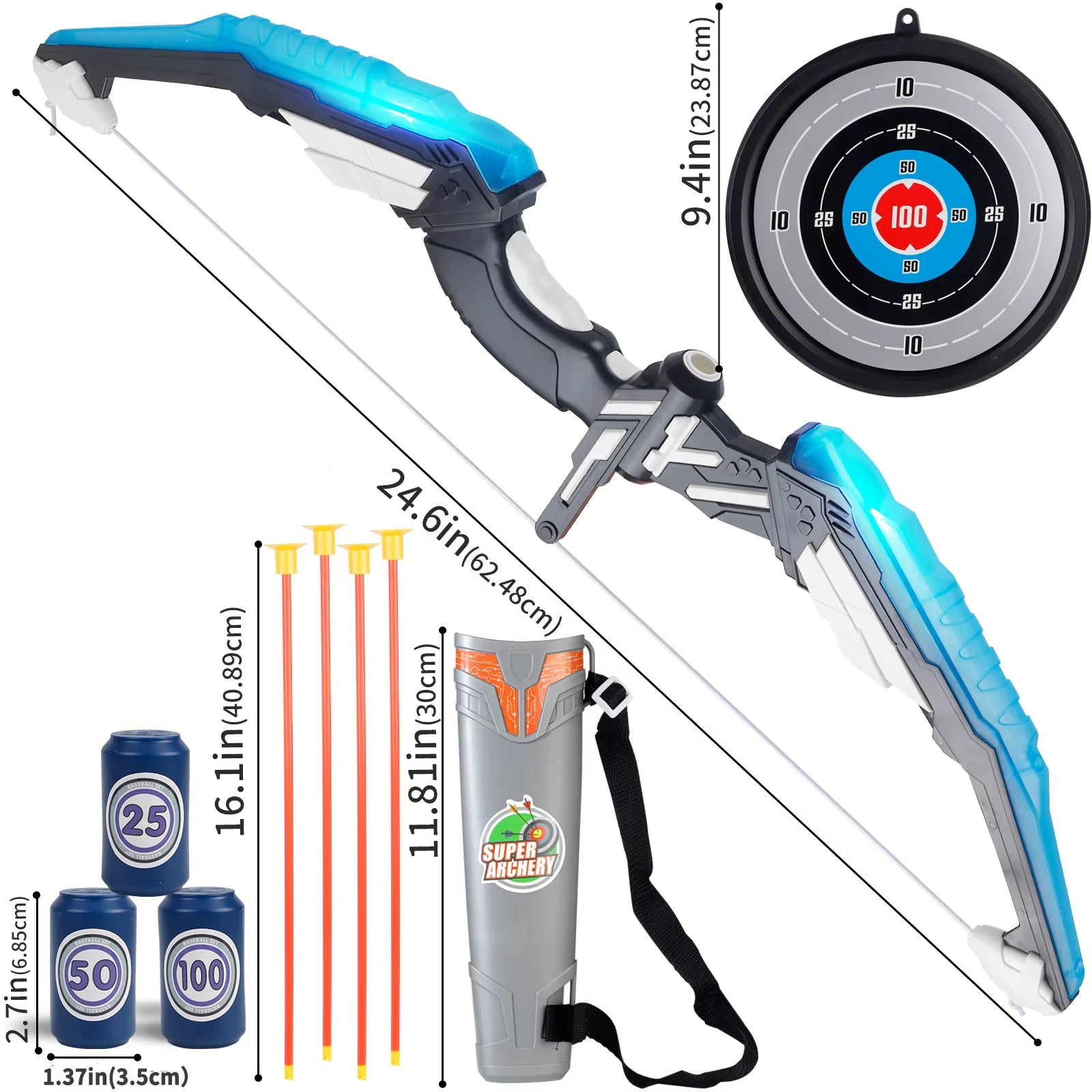 Kids LED Archery Toy Set – Light-Up Bow & Arrow for Hand-Eye Coordination and Indoor/Outdoor Sports Play