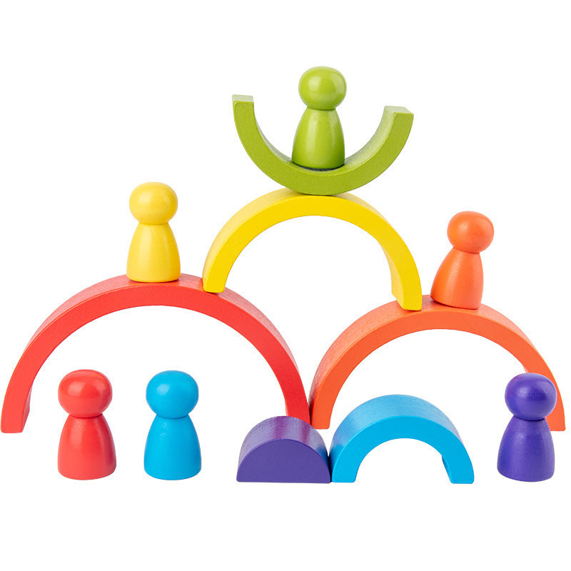 Rainbow Wooden Arch Building Blocks Montessori Stacking Toy