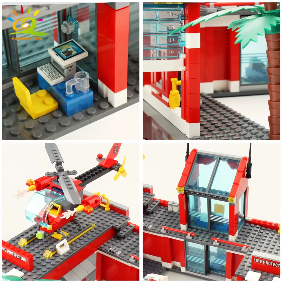 Fire Station Building Blocks Set – Fire Truck, Helicopter & Firefighter Bricks Educational Toy for Kids (756PCS)