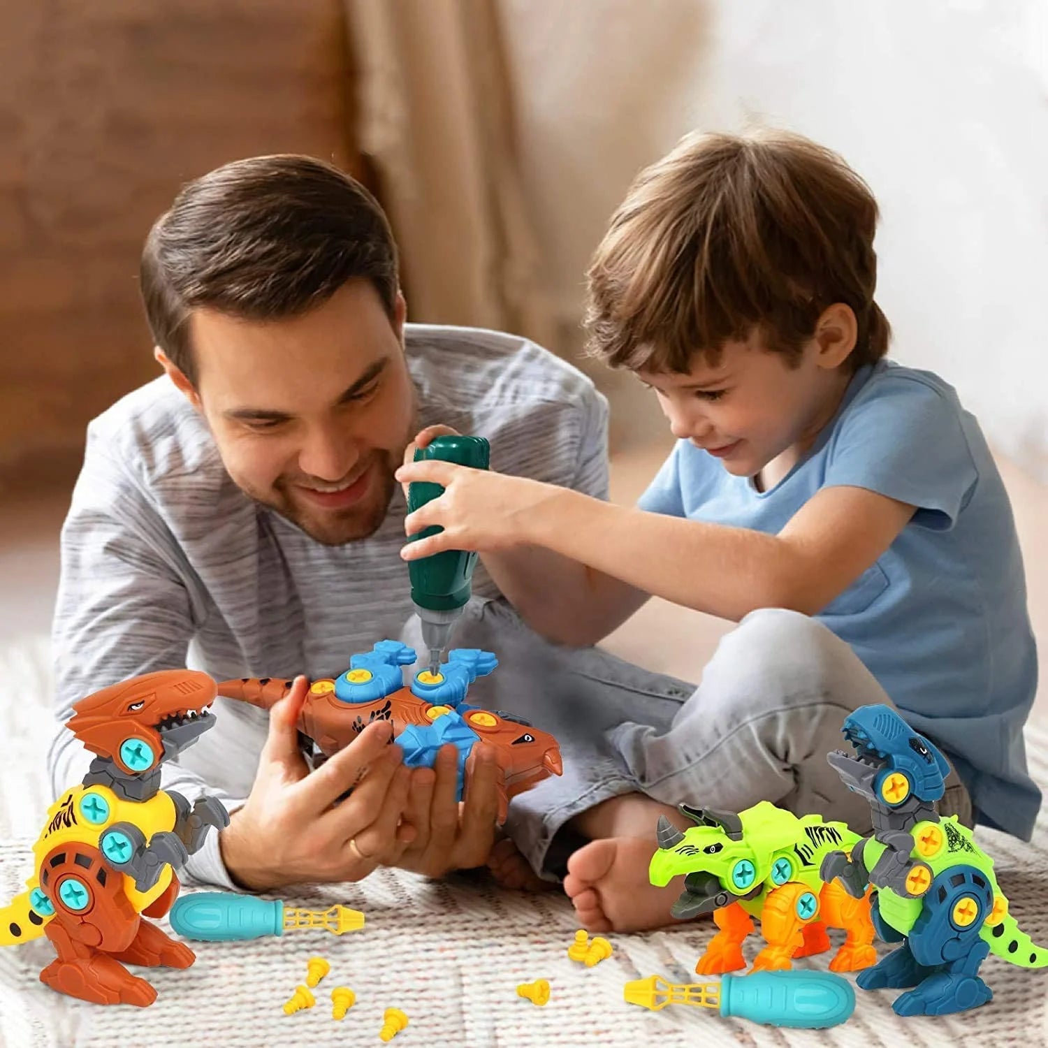 Take Apart Dinosaur Toys with Electric Drill – STEM Construction Building Set for Boys Ages 3–6