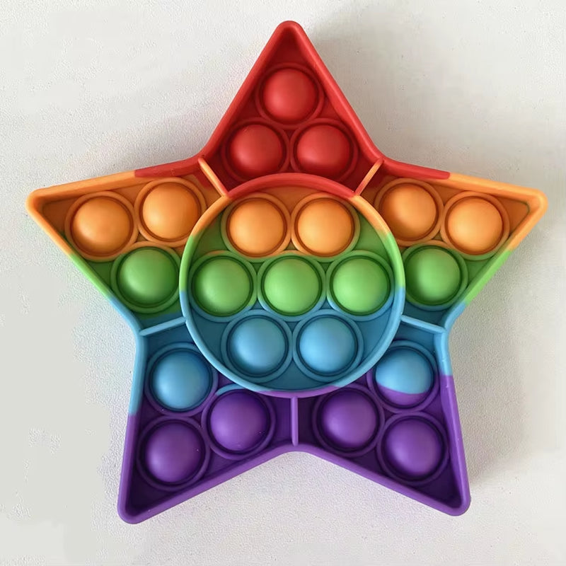 Rainbow Dinosaur Fidget Sensory Toy – Push Pop Bubble Stress Reliever for Kids with Autism and Anxiety
