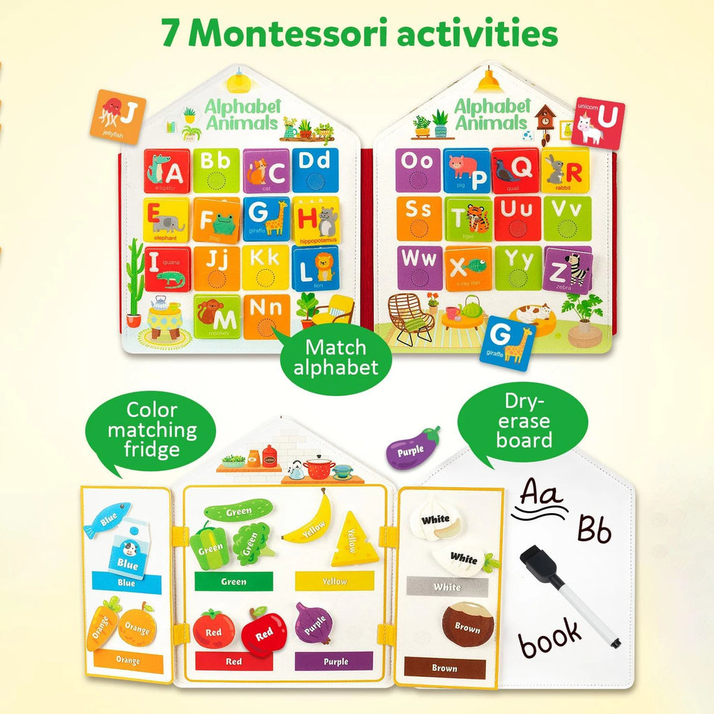 Montessori Felt Busy Book for Toddlers – Sensory Activity Book for Fine Motor Skills & Early Learning