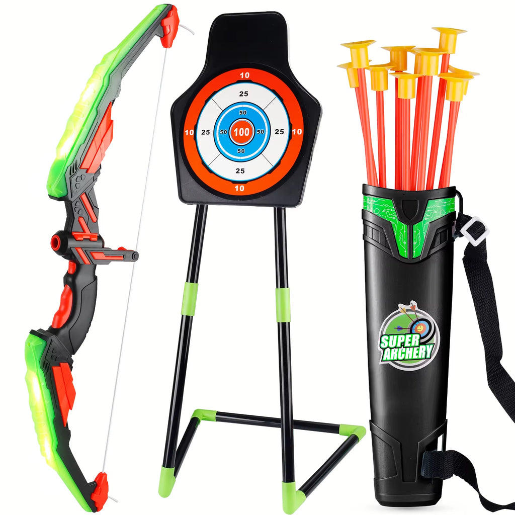 LED Archery Toy Set for Kids – Light-Up Bow & Arrow Kit for Outdoor Play, Parties, and Holiday Gifts