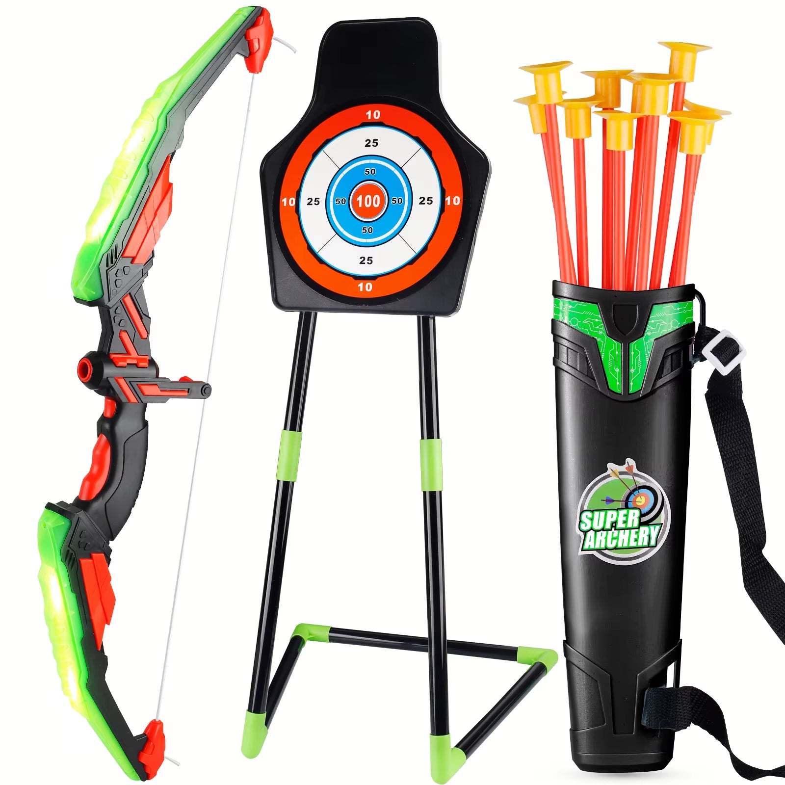 LED Archery Toy Set for Kids – Light-Up Bow & Arrow Kit for Outdoor Play, Parties, and Holiday Gifts
