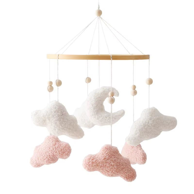 Wooden Crib Mobile with Music Box – Soft Felt Bear Baby Bed Bell Toy for Newborns
