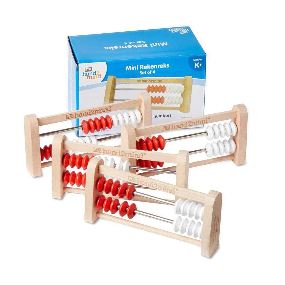 20-Bead Wooden Rekenrek Abacus Set (4-Pack) – Colorful Math Counting Manipulatives for Kids, Homeschool & Classroom Learning