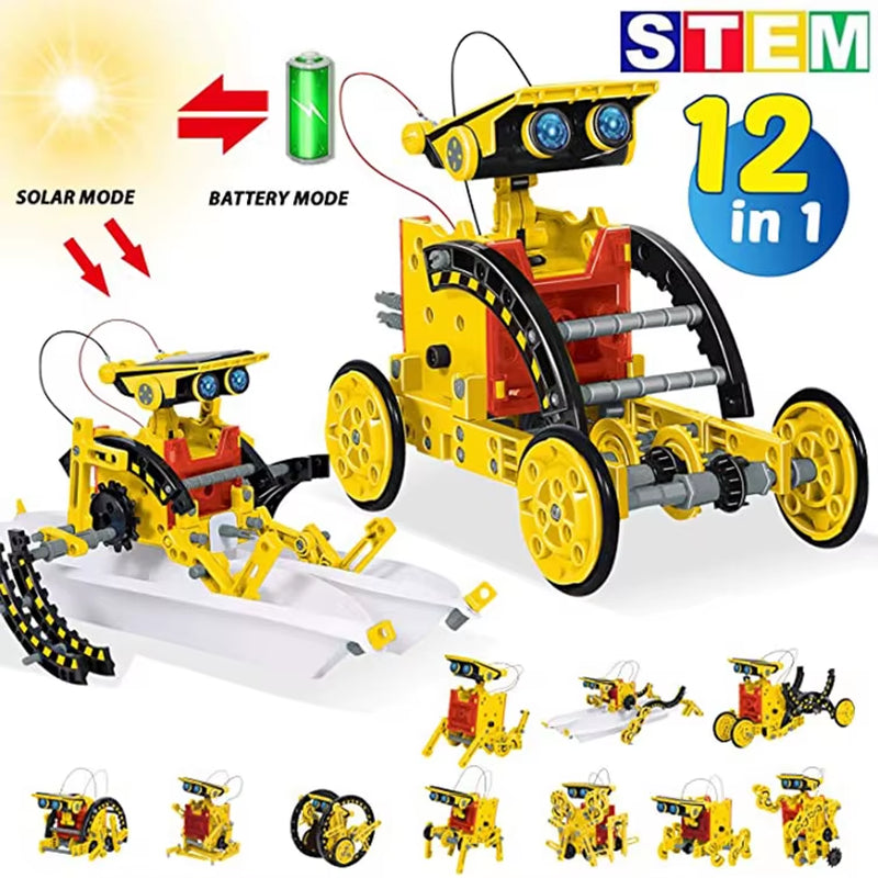 12-in-1 Solar Robot Kit for Kids – DIY Science Experiment & STEM Educational Toy Powered by Solar Energy