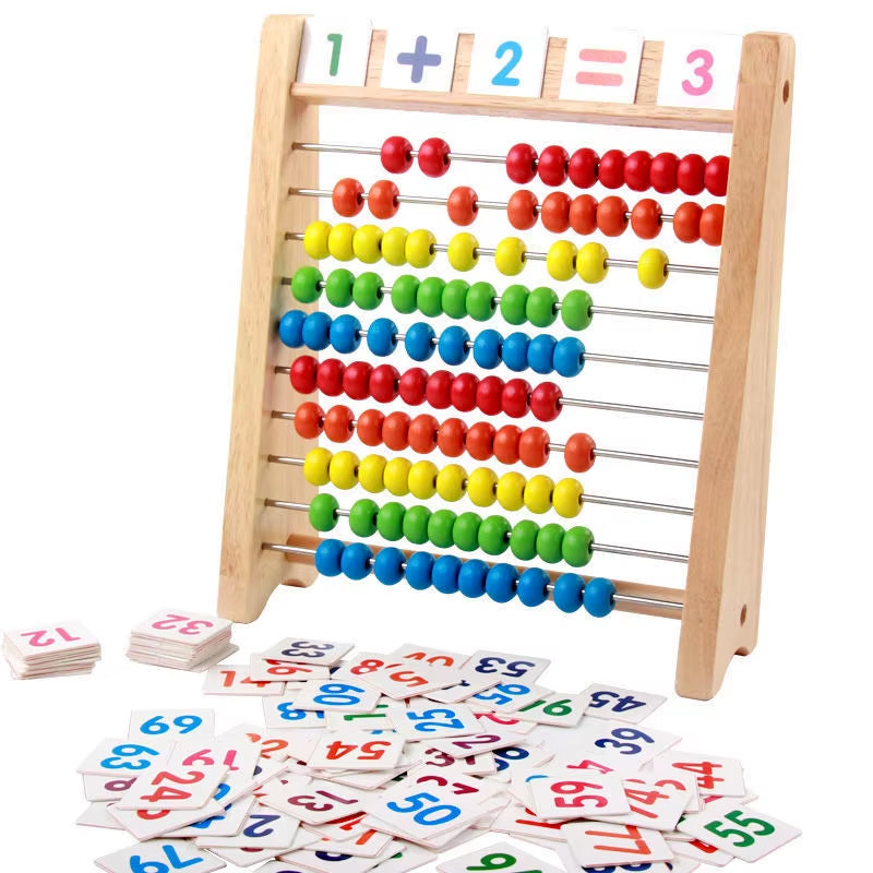 Classic Wooden Abacus Counting Toy – 100 Beads Montessori Math Learning Tool for Toddlers & Preschool Education