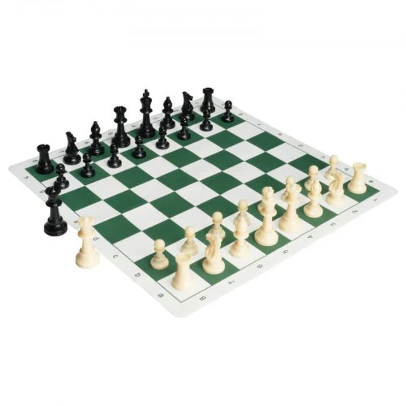 VEVOR 20-Inch Tournament Chess Set – Roll-Up Silicone Board with Weighted Pieces & Travel Bag, Portable Chess Game for Kids and Adults