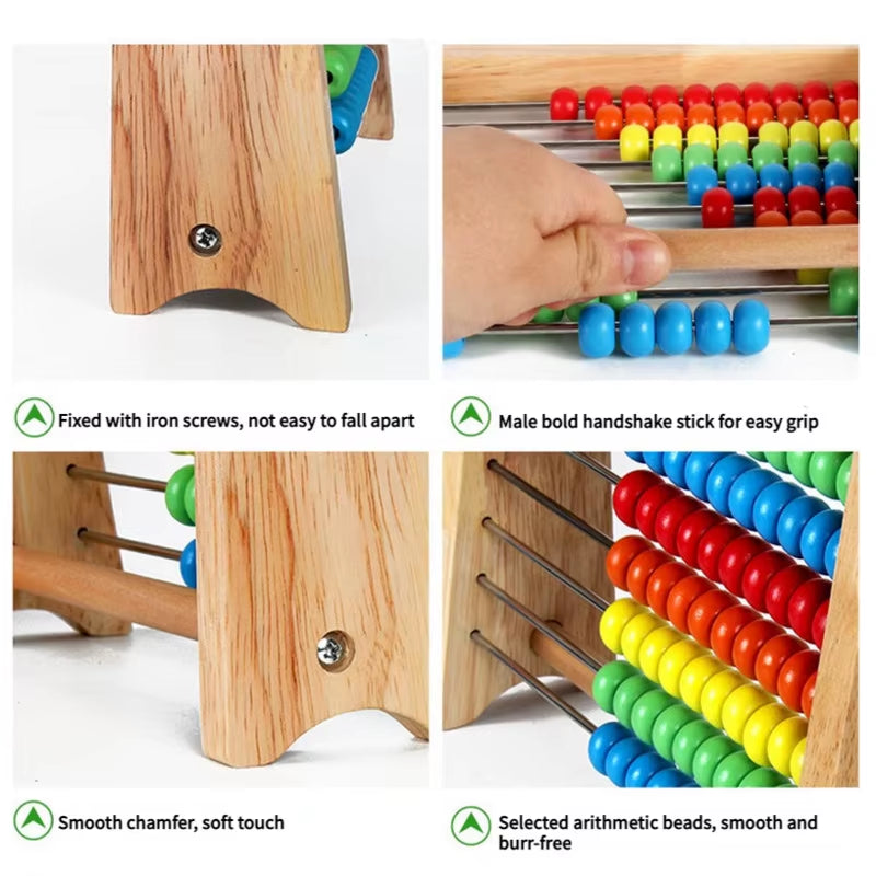 Classic Wooden Abacus Counting Toy – 100 Beads Montessori Math Learning Tool for Toddlers & Preschool Education