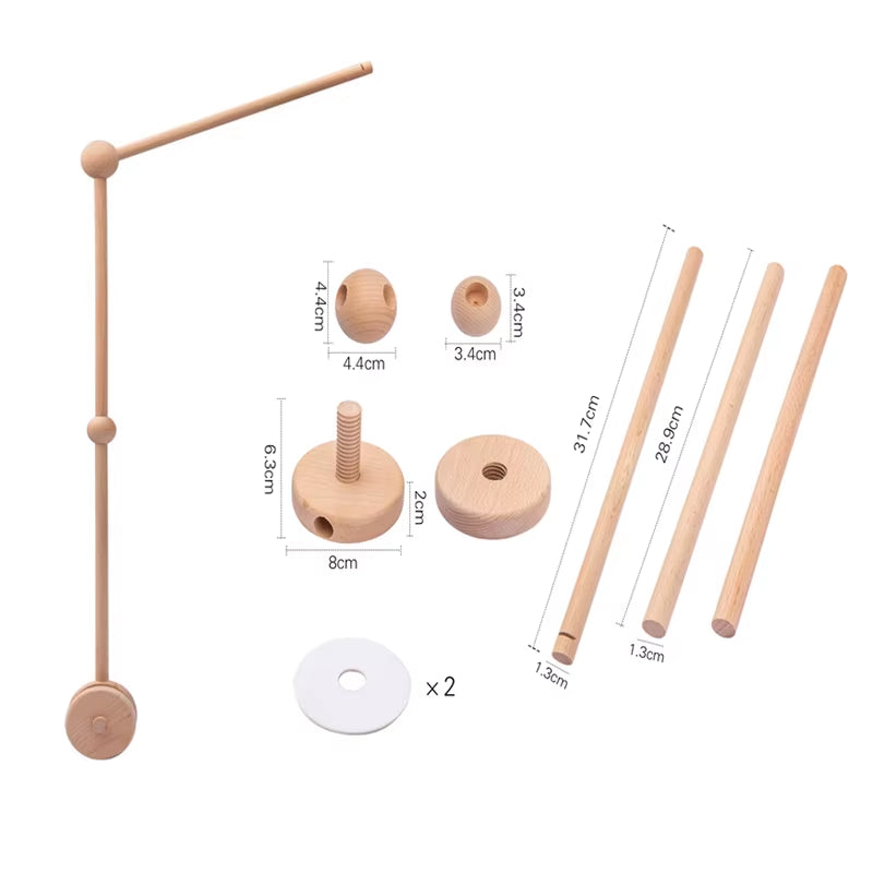 Wooden Crib Mobile with Music Box – Soft Felt Bear Baby Bed Bell Toy for Newborns