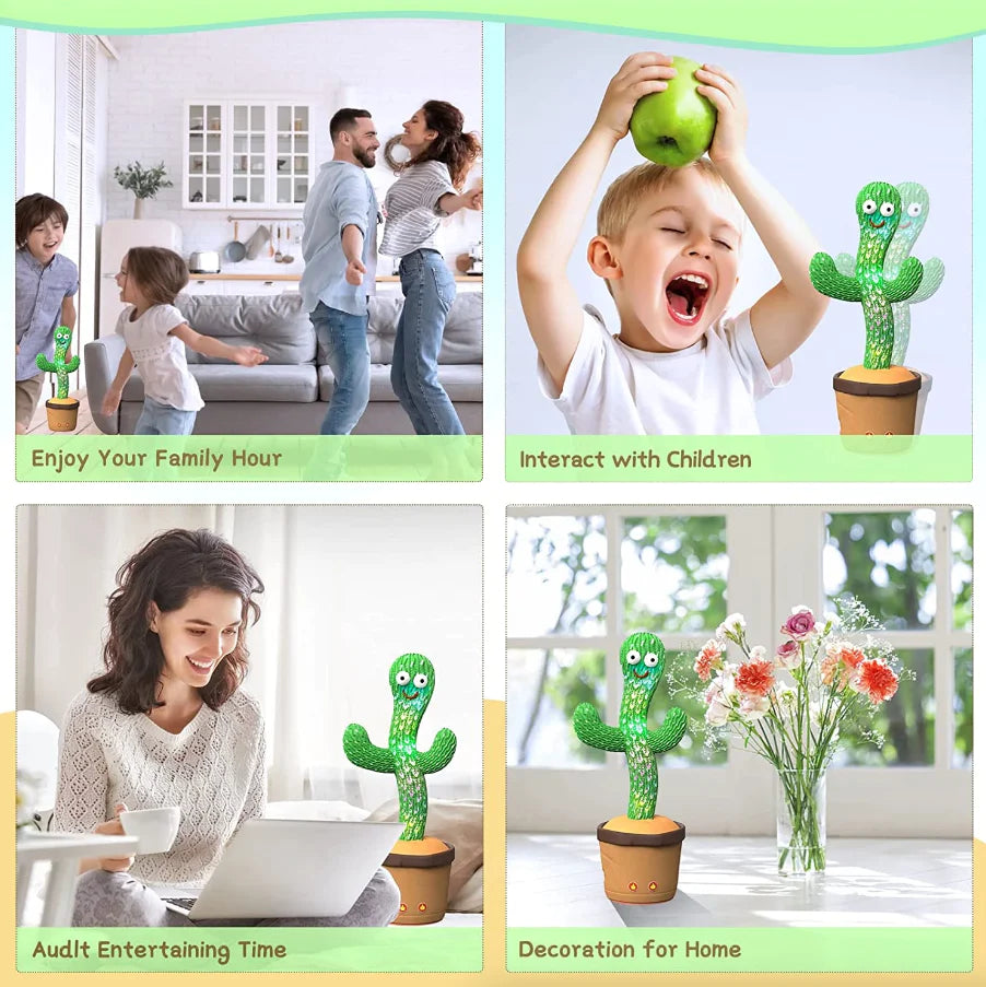 Dancing Cactus Plush Toy – Electronic Singing & Recording Doll with Music and Movement, Funny Interactive Gift for Kids