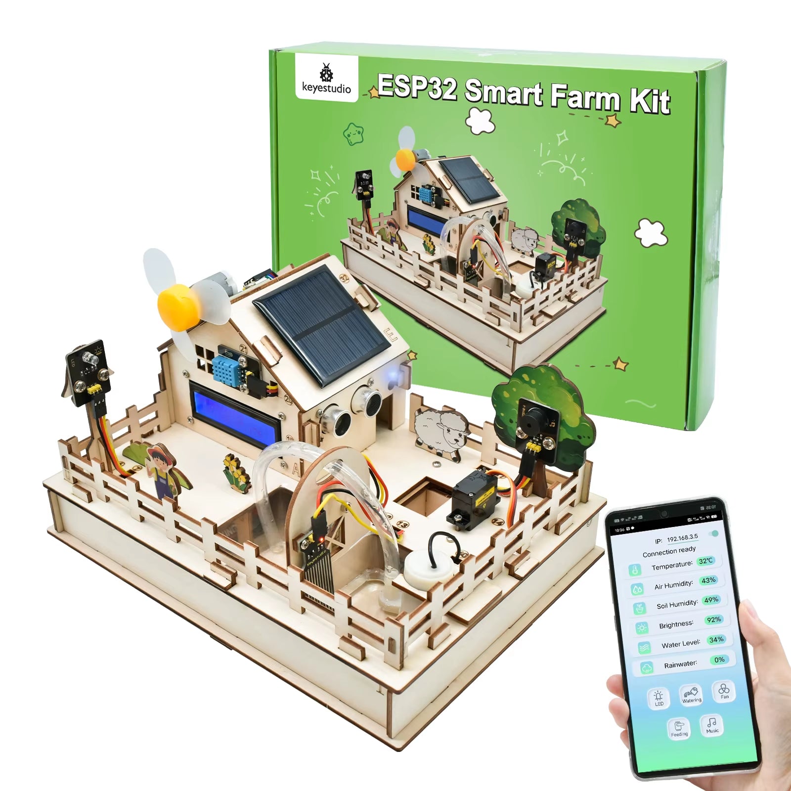 ESP32 Smart Farm IoT Kit – DIY Starter Kit with ESP32 Board for Arduino & Scratch 3.0 Graphical Programming