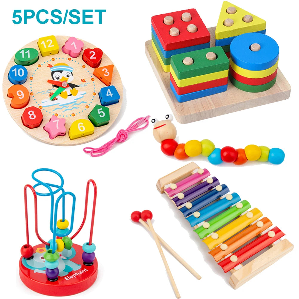 Montessori Wooden Toy Set for Baby Development