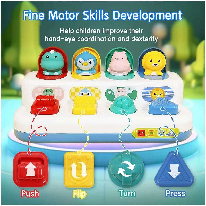 Pop-Up Animals Toy for Babies – Montessori Cause-and-Effect Sensory Toy for 12–18 Months
