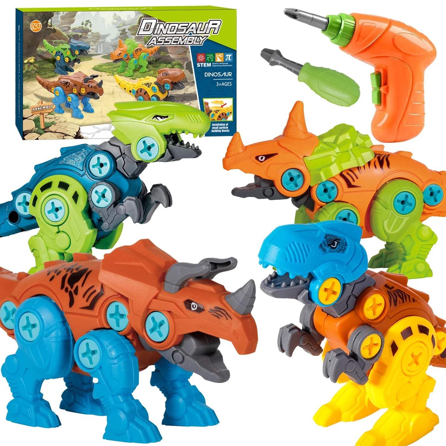 Take Apart Dinosaur Toys with Electric Drill – STEM Construction Building Set for Boys Ages 3–6