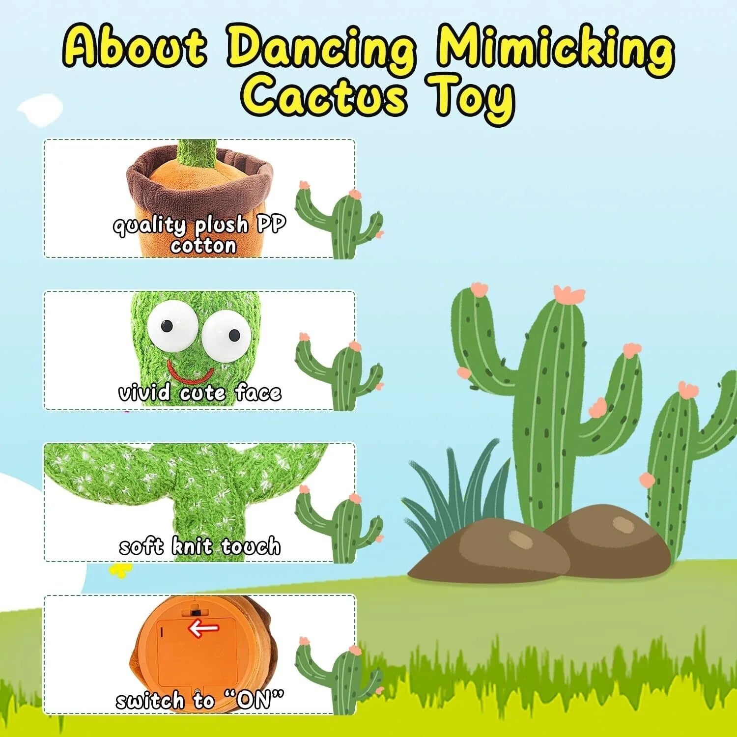 Dancing Cactus Plush Toy – Electronic Singing & Recording Doll with Music and Movement, Funny Interactive Gift for Kids