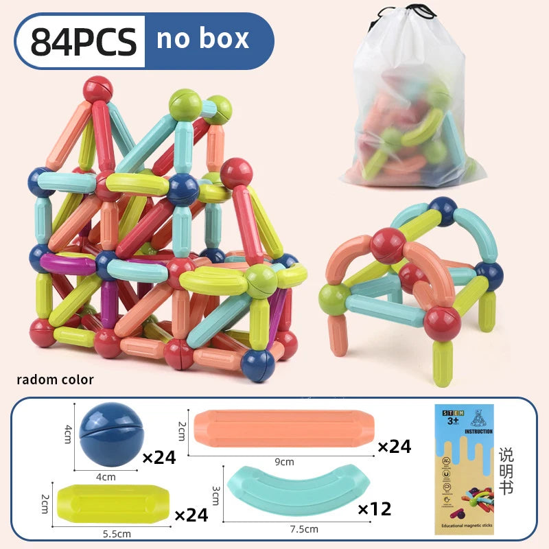 Magnetic Building Blocks Set for Kids – STEM Educational Montessori Toy with Magnet Sticks & Rods