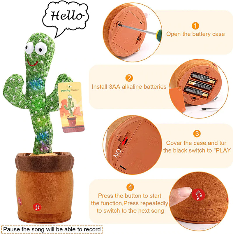 Dancing Cactus Plush Toy – Electronic Singing & Recording Doll with Music and Movement, Funny Interactive Gift for Kids