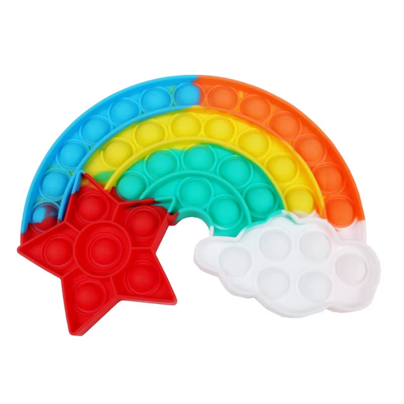 Rainbow Dinosaur Fidget Sensory Toy – Push Pop Bubble Stress Reliever for Kids with Autism and Anxiety