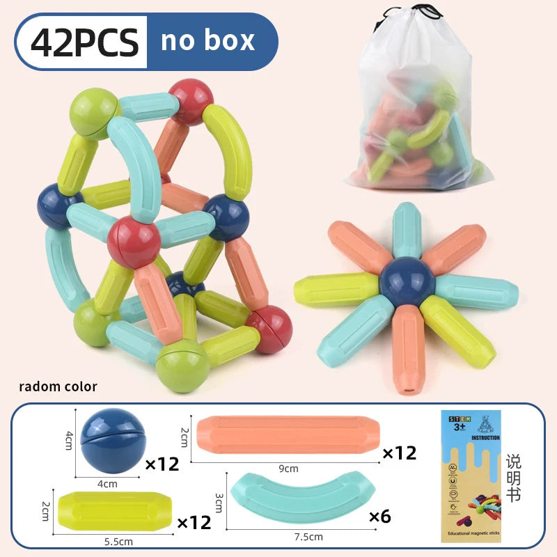 Magnetic Building Blocks Set for Kids – STEM Educational Montessori Toy with Magnet Sticks & Rods