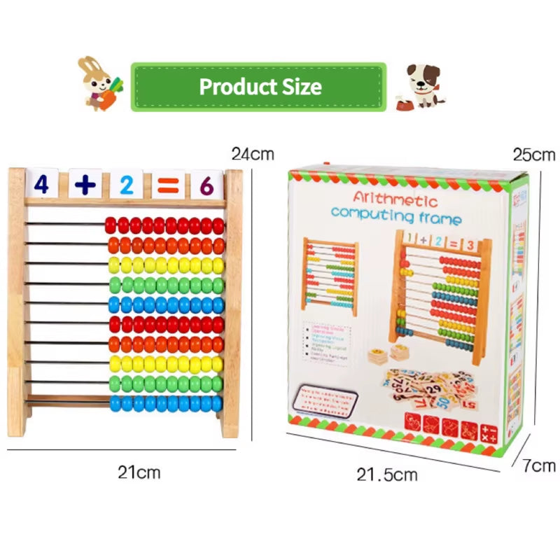 Classic Wooden Abacus Counting Toy – 100 Beads Montessori Math Learning Tool for Toddlers & Preschool Education