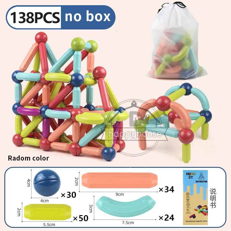 Magnetic Building Blocks Set for Kids – STEM Educational Montessori Toy with Magnet Sticks & Rods