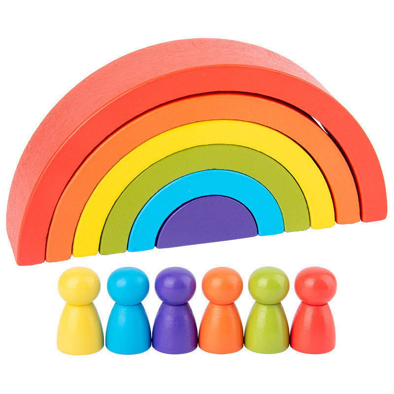 Rainbow Wooden Arch Building Blocks Montessori Stacking Toy