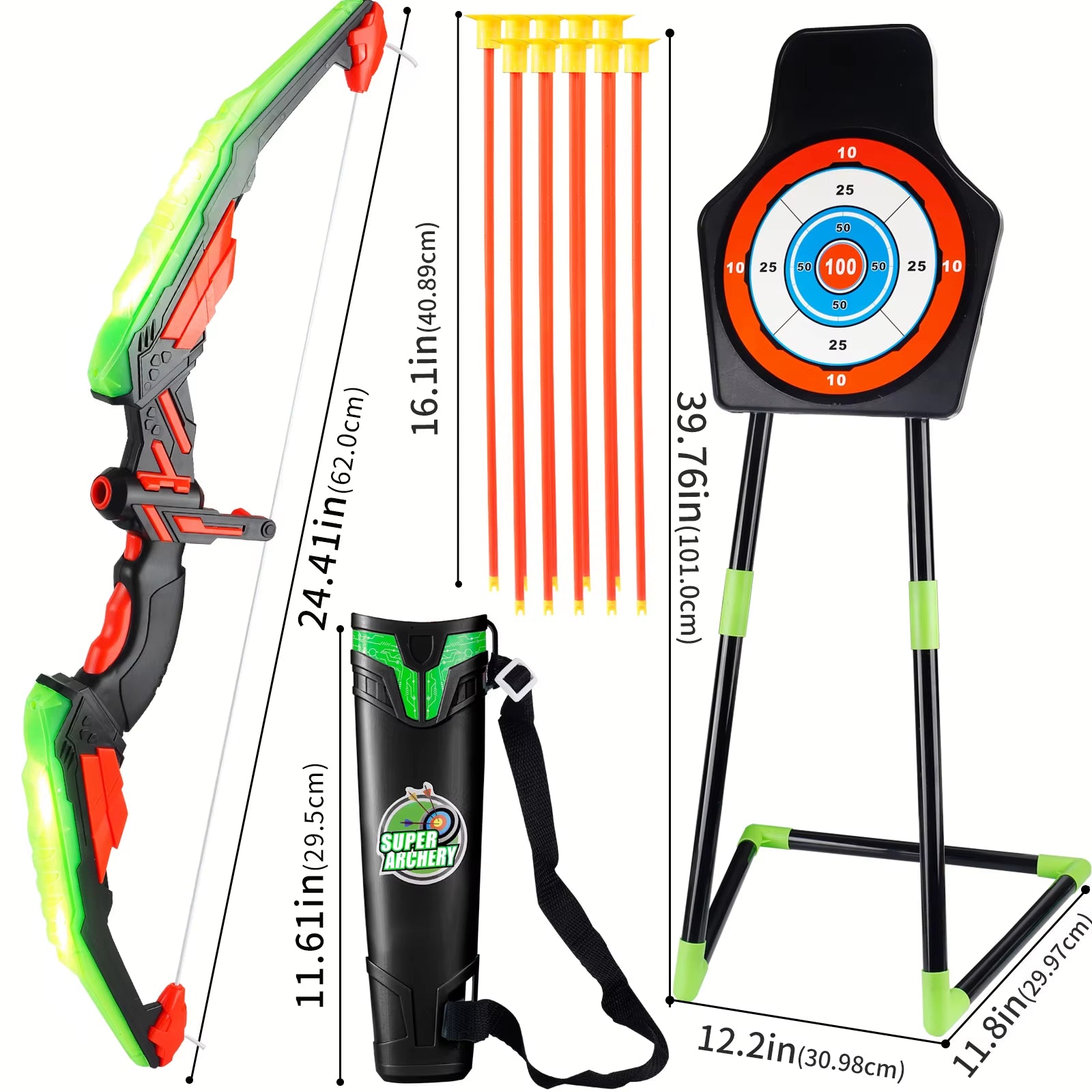 LED Archery Toy Set for Kids – Light-Up Bow & Arrow Kit for Outdoor Play, Parties, and Holiday Gifts